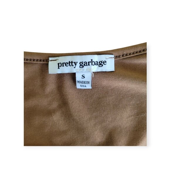 Brown Split Sleeve Keyhole Top by Pretty Garbage S - Picture 9 of 14